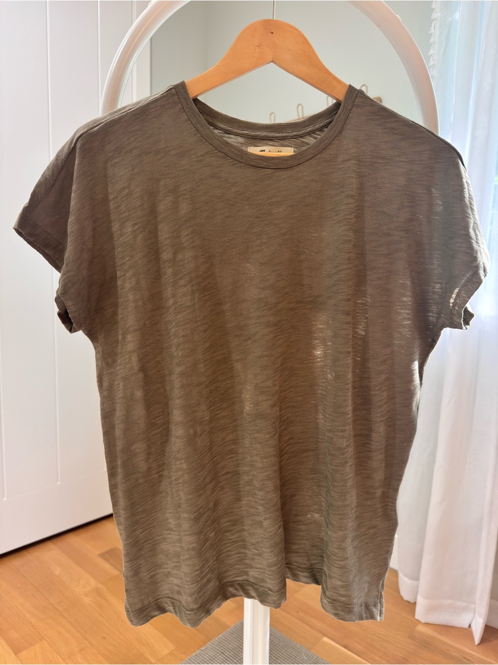 Madewell Dolman-Sleeve Crewneck Short-sleeve Tee in Slub- color Distant Surplus